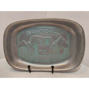 Vintage Wilson Armetale Mi Casa Es Su Casa Green and Silver Colored Tray